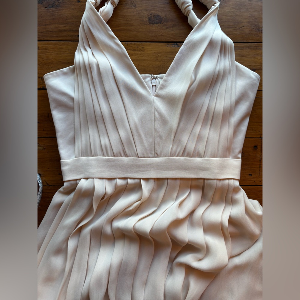 L’Agence Pleated Silk Chiffon Dress